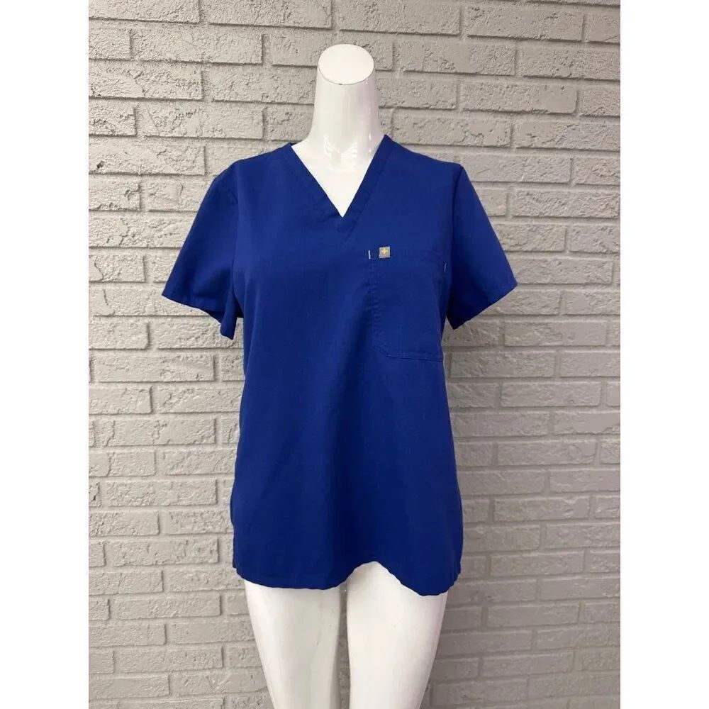 Figs Women Blue Scrub Top / Shirt Size M